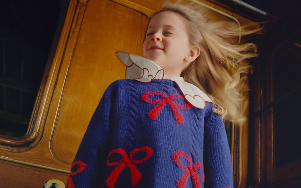 sweter  niebieski sweterek dziecięcy kokarda dziewczynka 